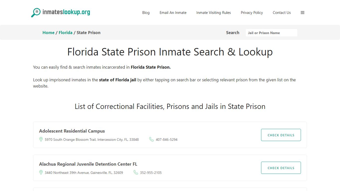 Florida State Prison Inmate Search & Lookup